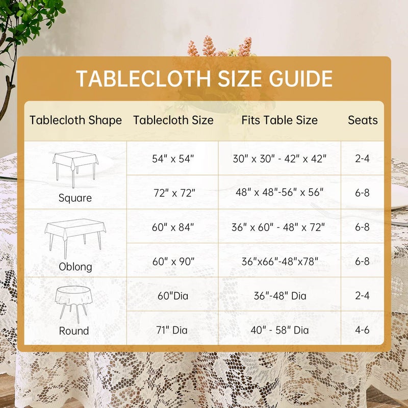 WUBODTI Cream Lace Floral Tablecloth Square 72" x72", Vintage Chic Solid Floral Pattern Lace Embroideried Table Cloth Cover for Wedddig Party Dinning Room Kitchen Tables Decor - Image 2
